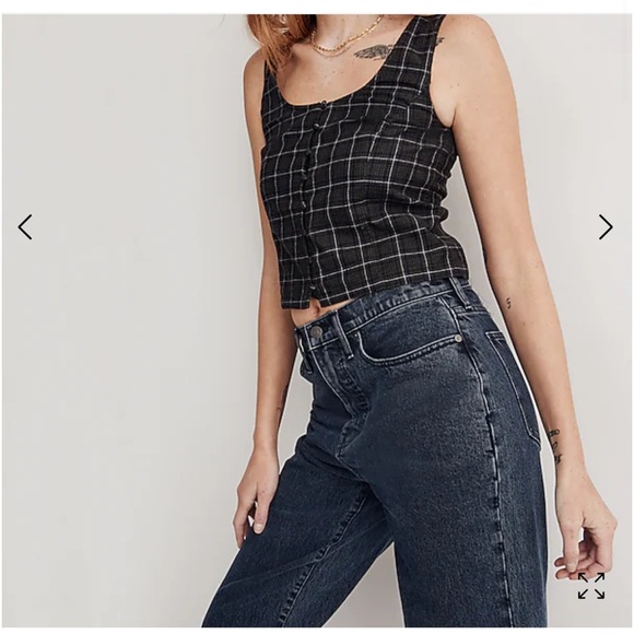 Corduroy Sleeveless Crop Top in Plaid (part of matching set) - Picture 2 of 5